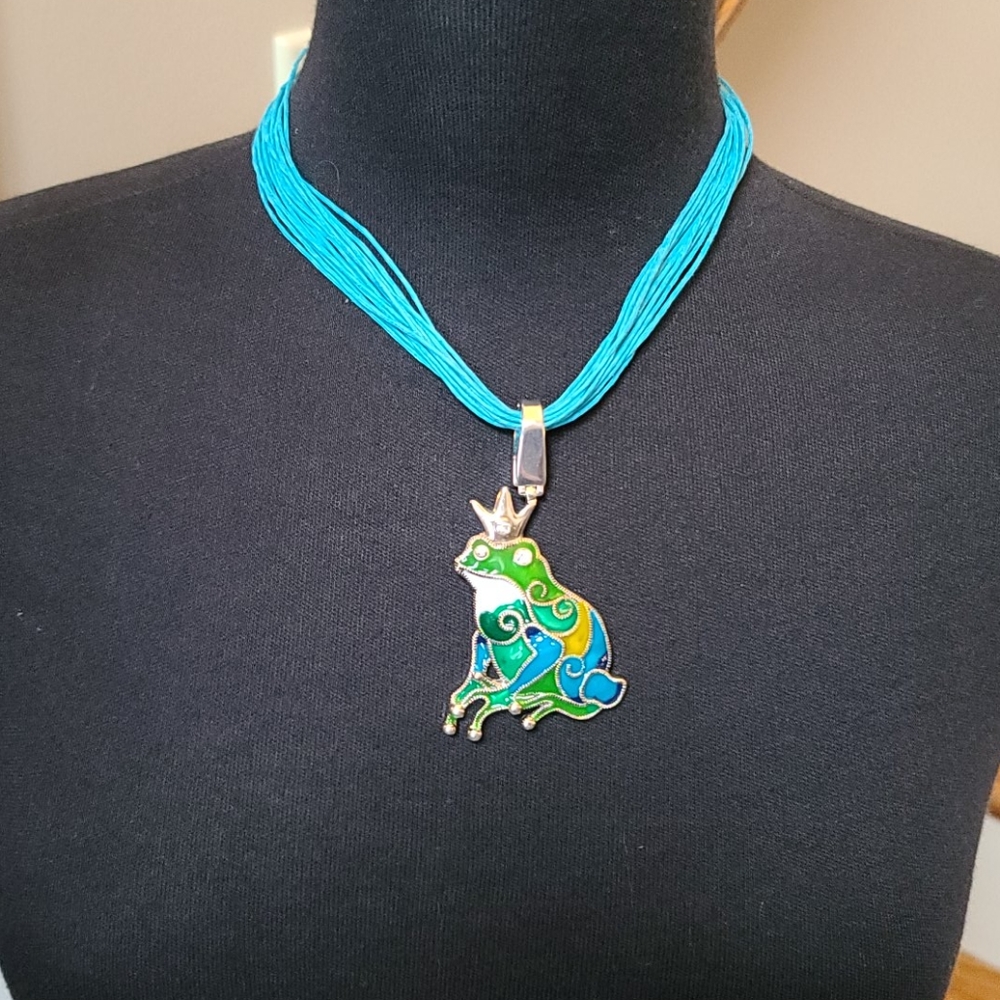 Prince Frog 🐸 Pendant  Green,Teal Blue.